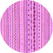 Round Machine Washable Abstract Purple Modern Area Rugs, wshabs2227pur