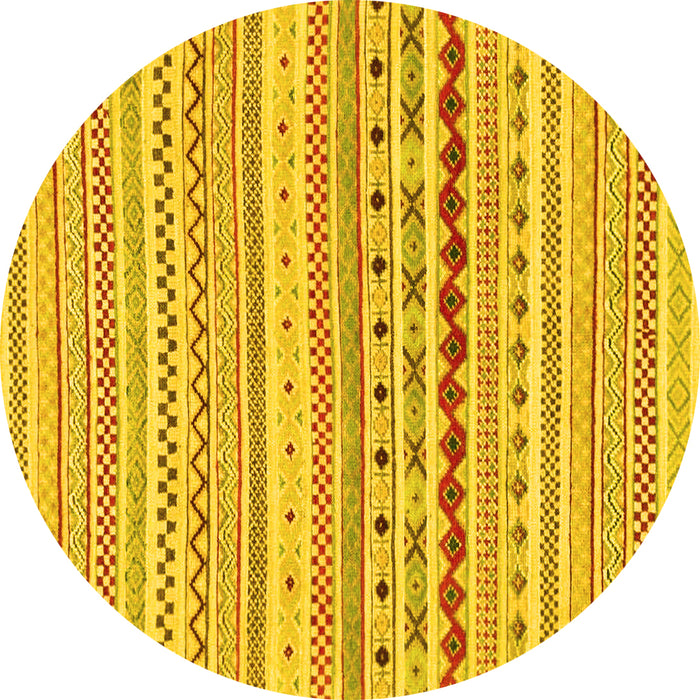 Round Abstract Yellow Modern Rug, abs2227yw