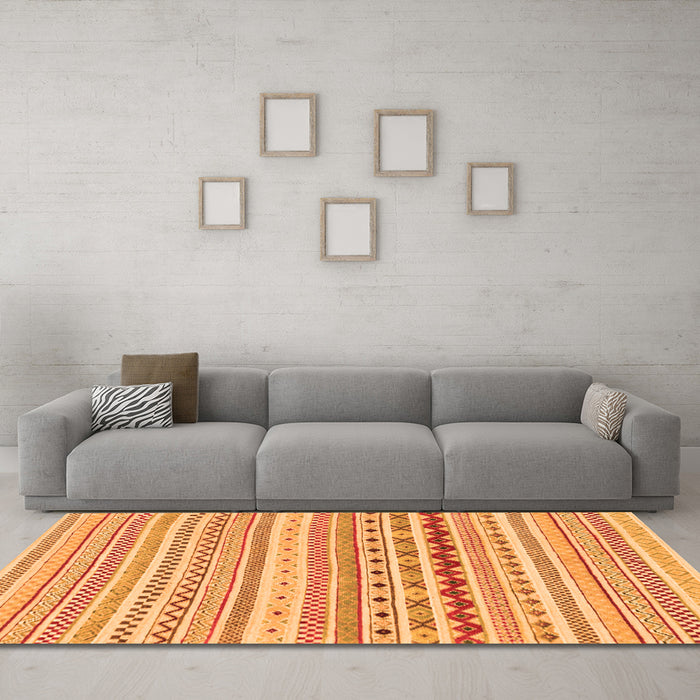Machine Washable Abstract Orange Modern Area Rugs in a Living Room, wshabs2227org