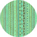 Round Abstract Turquoise Modern Rug, abs2227turq