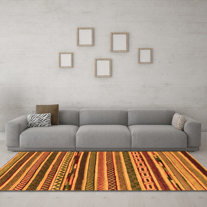 Machine Washable Southwestern Orange Country Area Rugs in a Living Room, wshabs2228org