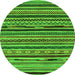 Round Machine Washable Southwestern Green Country Area Rugs, wshabs2228grn