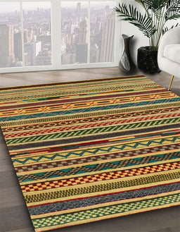 Abstract Gold Southwestern Rug in Family Room, abs2228