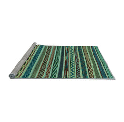 Sideview of Machine Washable Southwestern Light Blue Country Rug, wshabs2228lblu