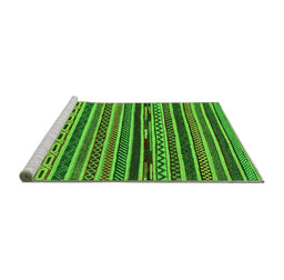 Sideview of Machine Washable Southwestern Green Country Area Rugs, wshabs2228grn