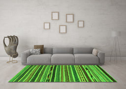 Machine Washable Southwestern Green Country Area Rugs in a Living Room,, wshabs2228grn