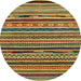 Round Abstract Gold Southwestern Rug, abs2228