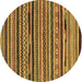 Round Machine Washable Southwestern Brown Country Rug, wshabs2228brn