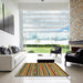 Square Abstract Gold Southwestern Rug in a Living Room, abs2228