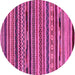 Round Machine Washable Southwestern Pink Country Rug, wshabs2228pnk