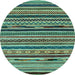 Round Southwestern Light Blue Country Rug, abs2228lblu