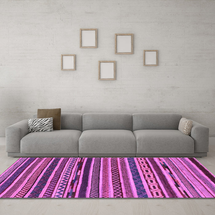 Machine Washable Southwestern Purple Country Area Rugs in a Living Room, wshabs2228pur