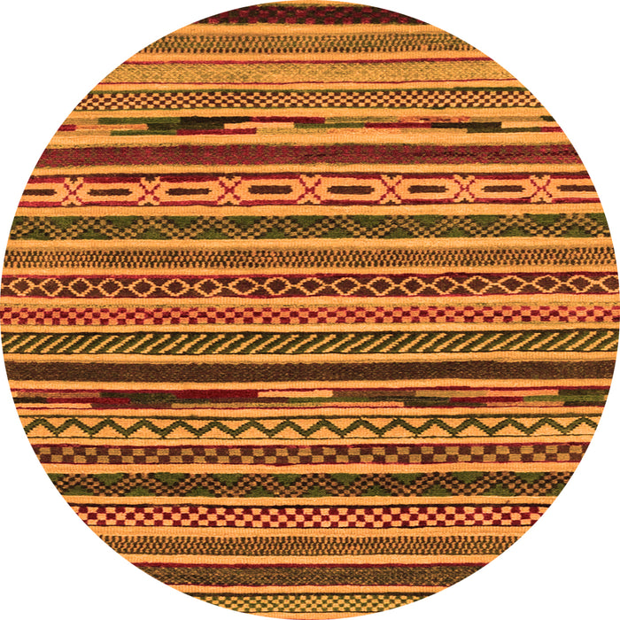 Round Machine Washable Southwestern Orange Country Area Rugs, wshabs2228org