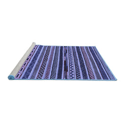 Sideview of Machine Washable Southwestern Blue Country Rug, wshabs2228blu