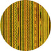 Round Southwestern Yellow Country Rug, abs2228yw