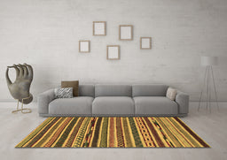 Machine Washable Southwestern Brown Country Rug in a Living Room,, wshabs2228brn
