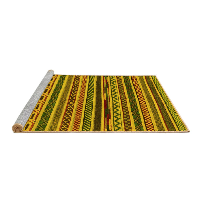Sideview of Machine Washable Southwestern Yellow Country Rug, wshabs2228yw