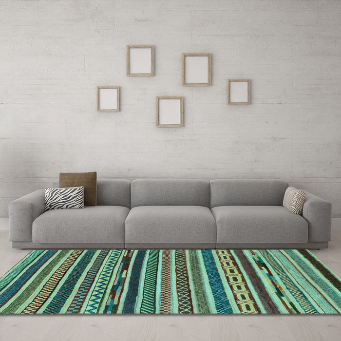 Machine Washable Southwestern Light Blue Country Rug in a Living Room, wshabs2228lblu