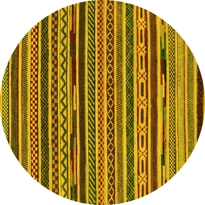 Round Machine Washable Southwestern Yellow Country Rug, wshabs2228yw
