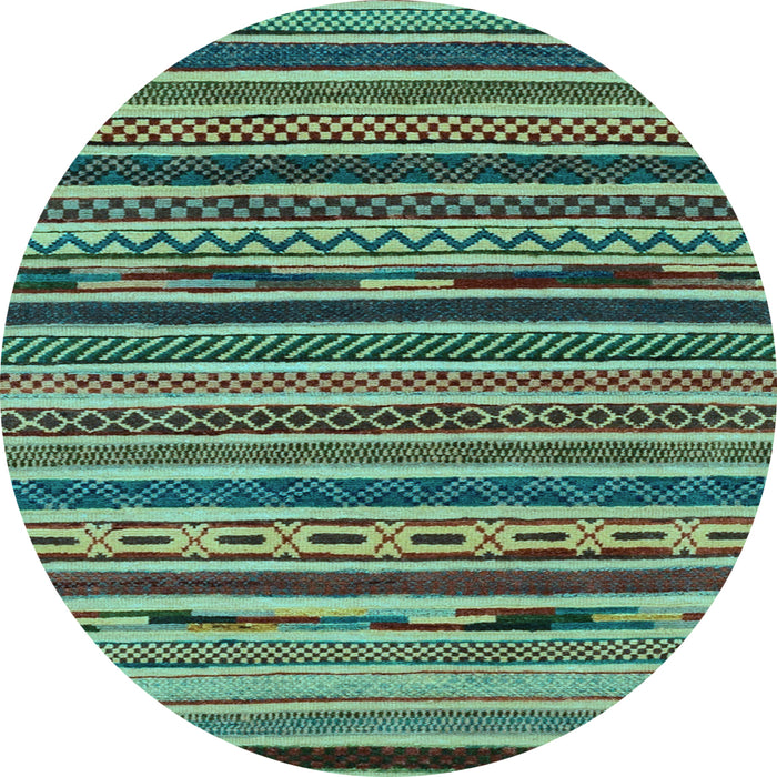 Round Machine Washable Southwestern Light Blue Country Rug, wshabs2228lblu