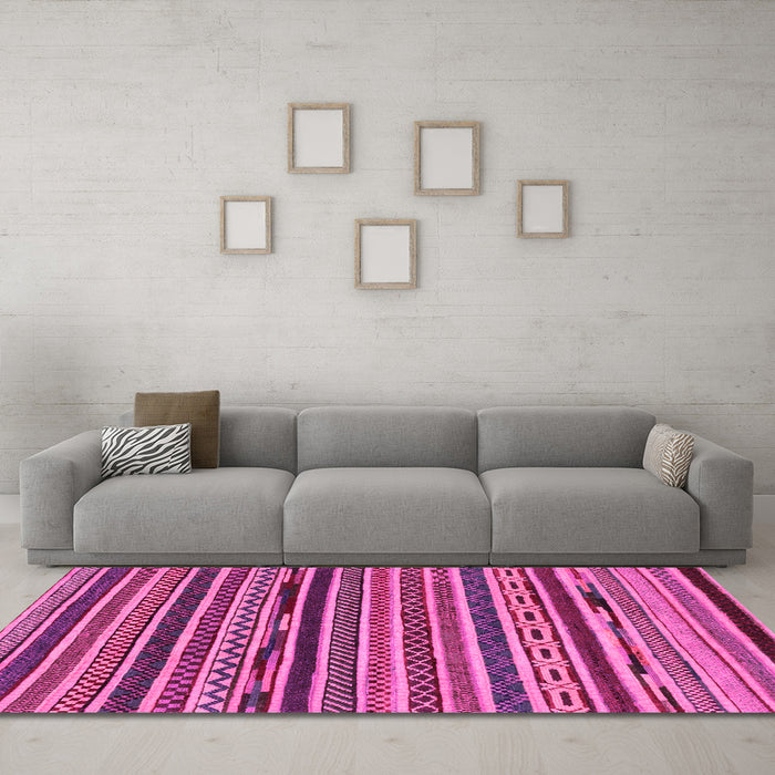 Machine Washable Southwestern Pink Country Rug in a Living Room, wshabs2228pnk