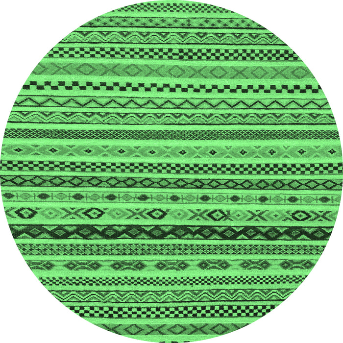 Round Machine Washable Abstract Emerald Green Modern Area Rugs, wshabs2229emgrn