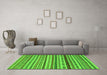 Machine Washable Abstract Green Modern Area Rugs in a Living Room,, wshabs2229grn