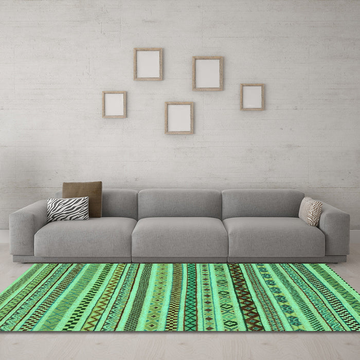 Machine Washable Abstract Turquoise Modern Area Rugs in a Living Room,, wshabs2229turq