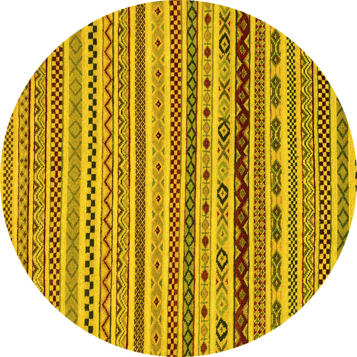 Round Machine Washable Abstract Yellow Modern Rug, wshabs2229yw