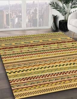 Abstract Saffron Yellow Modern Rug in Family Room, abs2229