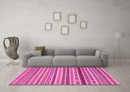 Machine Washable Abstract Pink Modern Rug in a Living Room, wshabs2229pnk