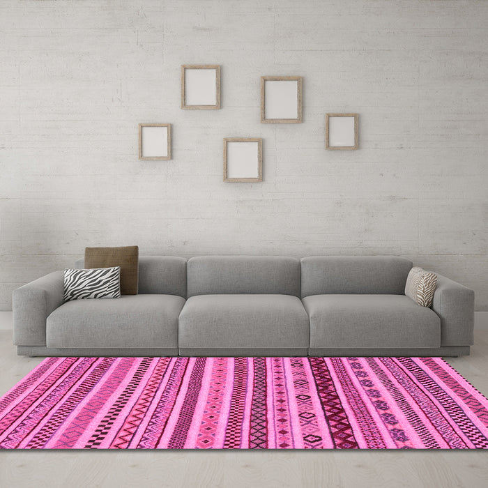 Machine Washable Abstract Pink Modern Rug in a Living Room, wshabs2229pnk