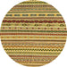 Round Machine Washable Abstract Saffron Yellow Rug, wshabs2229