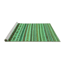 Sideview of Machine Washable Abstract Turquoise Modern Area Rugs, wshabs2229turq