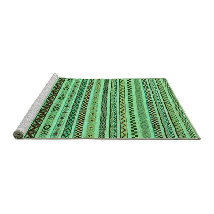 Sideview of Machine Washable Abstract Turquoise Modern Area Rugs, wshabs2229turq