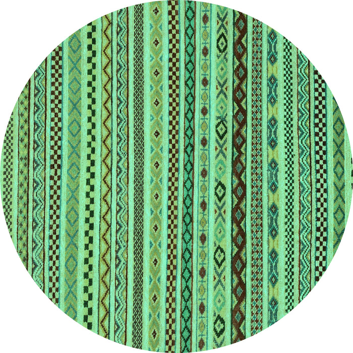 Round Machine Washable Abstract Turquoise Modern Area Rugs, wshabs2229turq