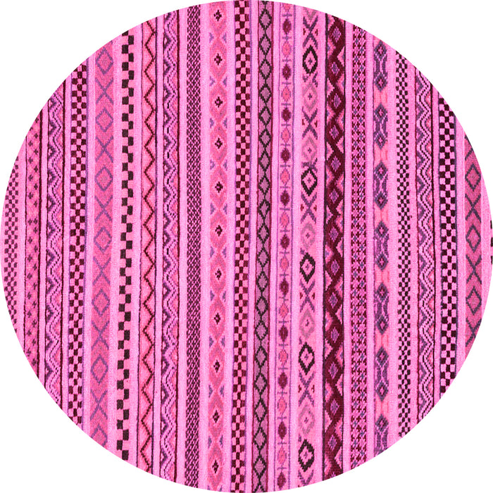 Round Machine Washable Abstract Pink Modern Rug, wshabs2229pnk