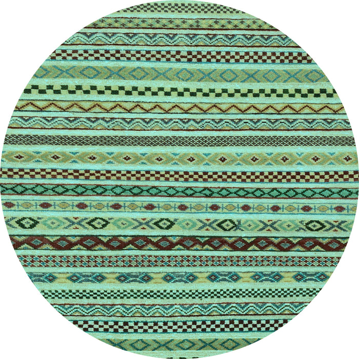 Round Abstract Light Blue Modern Rug, abs2229lblu
