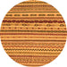 Round Machine Washable Abstract Orange Modern Area Rugs, wshabs2229org