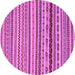 Round Machine Washable Abstract Purple Modern Area Rugs, wshabs2229pur