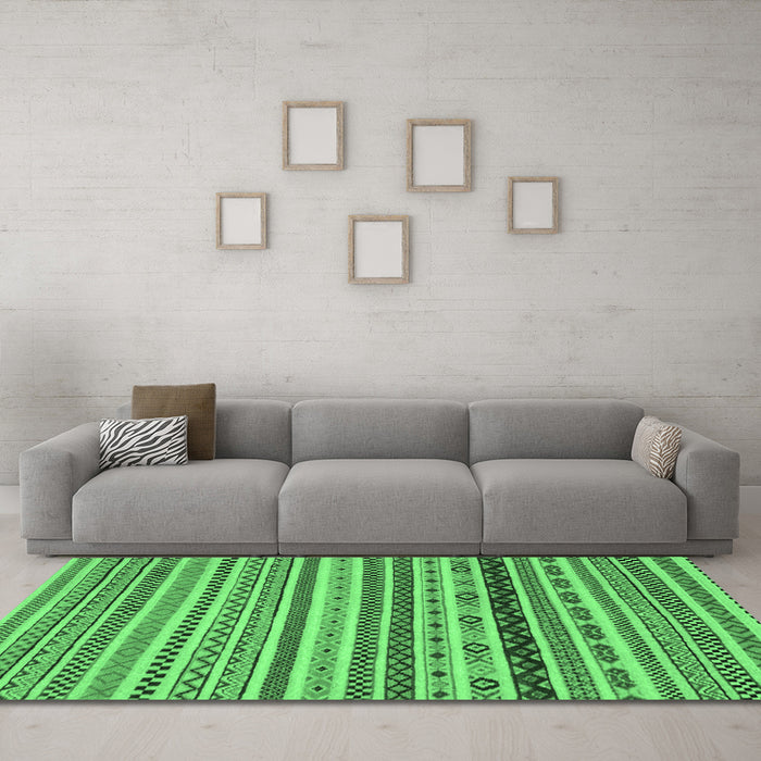Machine Washable Abstract Emerald Green Modern Area Rugs in a Living Room,, wshabs2229emgrn