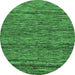 Round Machine Washable Abstract Emerald Green Modern Area Rugs, wshabs222emgrn