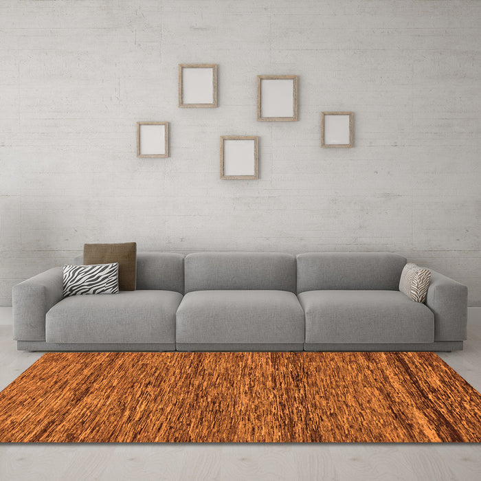 Machine Washable Abstract Orange Modern Area Rugs in a Living Room, wshabs222org