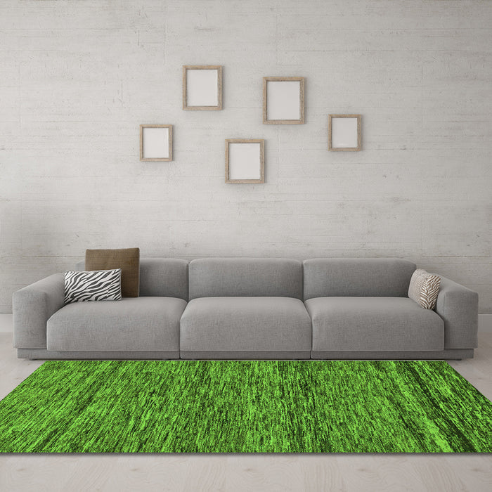 Machine Washable Abstract Green Modern Area Rugs in a Living Room,, wshabs222grn