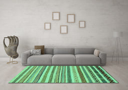 Machine Washable Abstract Turquoise Modern Area Rugs in a Living Room,, wshabs2230turq