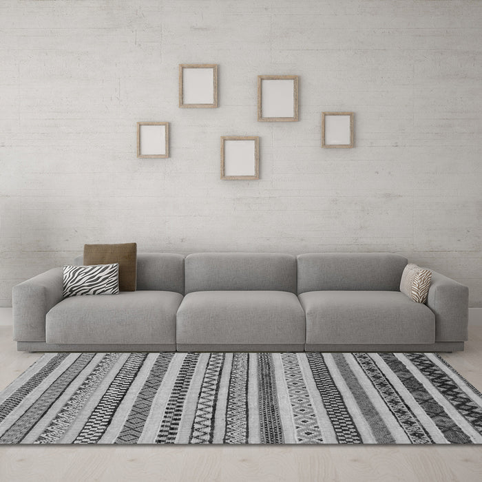 Machine Washable Abstract Gray Modern Rug in a Living Room,, wshabs2230gry