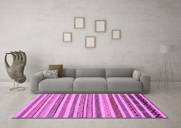 Machine Washable Abstract Purple Modern Area Rugs in a Living Room, wshabs2230pur
