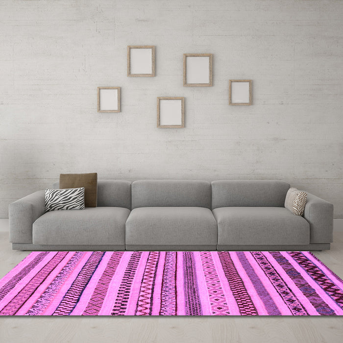 Machine Washable Abstract Purple Modern Area Rugs in a Living Room, wshabs2230pur