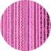 Round Machine Washable Abstract Pink Modern Rug, wshabs2230pnk