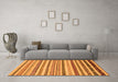 Machine Washable Abstract Orange Modern Area Rugs in a Living Room, wshabs2230org